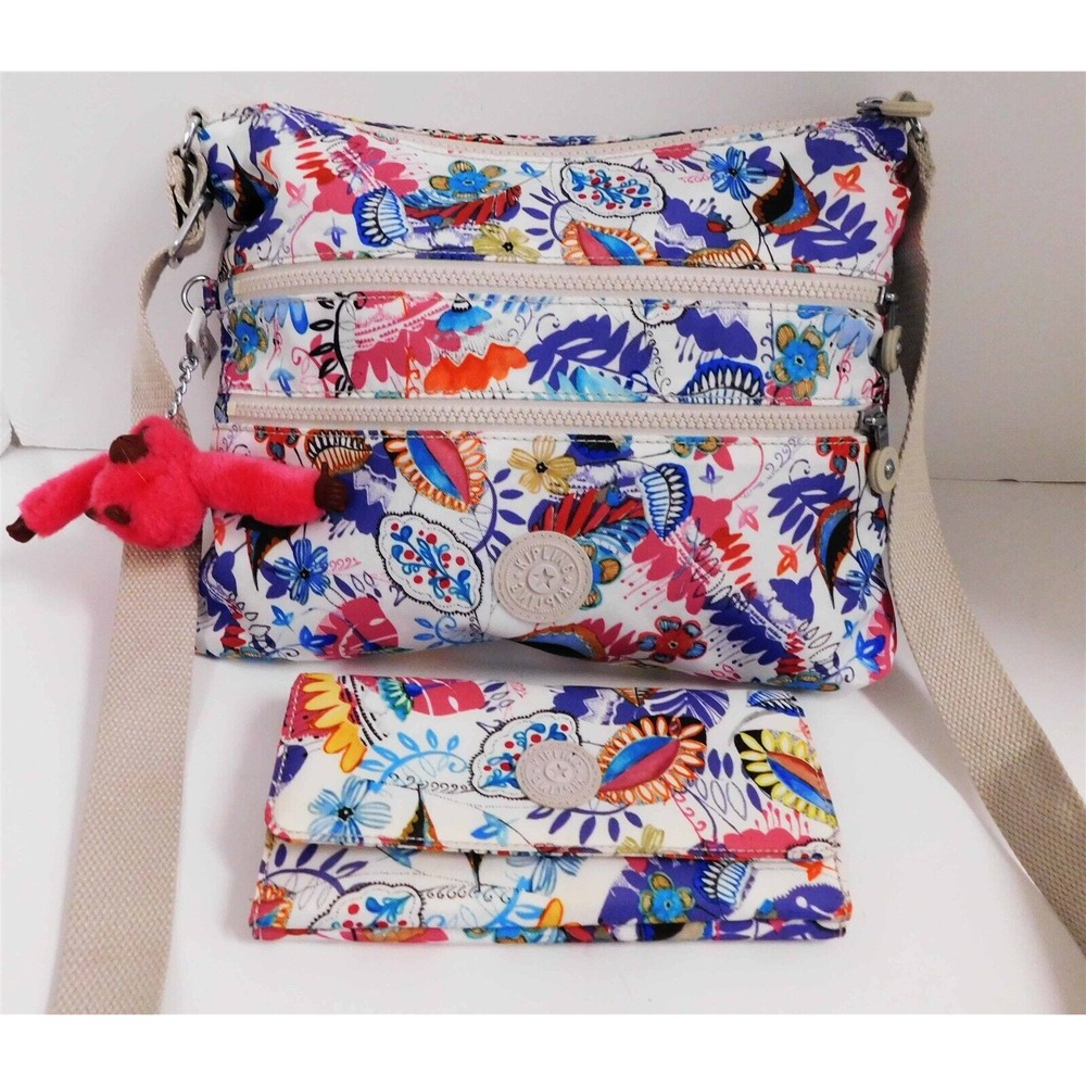 New Kipling Alvar Multi Flower Crossbody Bag w/ Wallet